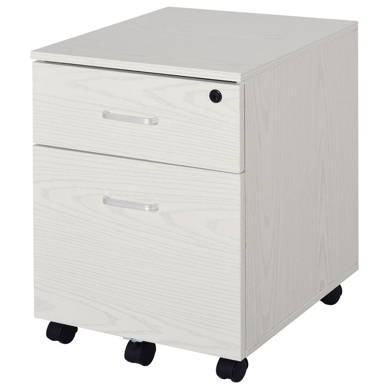Vinsetto archivador móvil para archivos a4 con ruedas gabinete de archivos suspendidos con 2 cajones y cerradura 40x45x55,6 cm blanco