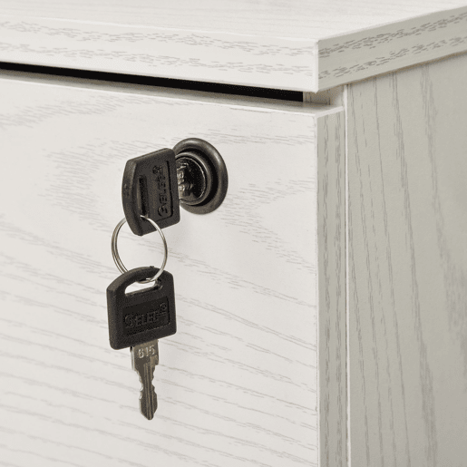 Vinsetto Arquivador para Escritório Móvel de Arquivos com 2 Gavetas 5 Rodas com Travões e Fechadura com 2 Chaves para Escritório Secretária Casa 40x45x55,6cm Branco