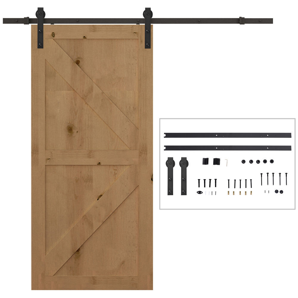 Homcom herraje puerta corredera 200 cm kit de riel adecuado para 1 puerta granja de madera de 100 cm de ancho acero de carbono carga máx. 90 kg
