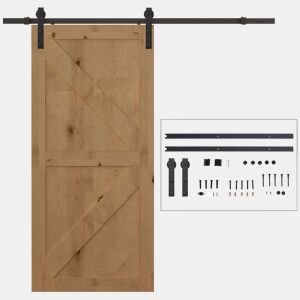 HOMCOM Kit de acessórios para porta de celeiro deslizante Porta de montagem Conjunto de peças de metal Trilhos de rolo de aço carbono
