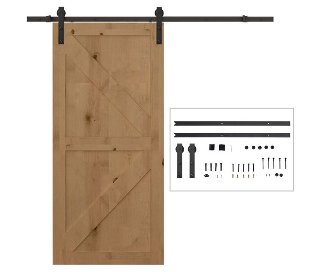 Homcom herraje puerta corredera 200 cm kit de riel adecuado para 1 puerta granja de madera de 100 cm de ancho acero de carbono carga máx. 90 kg