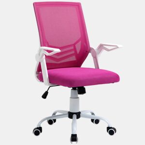 Vinsetto Cadeira de Escritório Ergonômica Cadeira de Escritório Giratória com Altura Ajustável Apoio para os Braços Dobrável Suporte Lombar e Encosto Transpirável 62,5x55x94-104cm Rosa