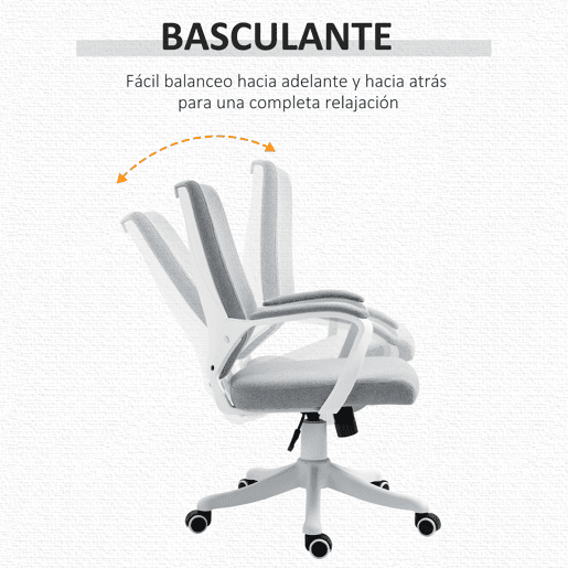 Vinsetto Cadeira de escritório giratória ergonômica com altura ajustável apoio de braço acolchoado e apoio lombar máx. 120 kg 62x69x92-102 cm Cinza