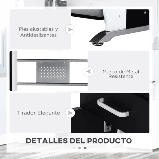 HOMCOM Mesa para Computador com Gaveta Armário e Suporte para CPU Secretária para Escritório Estúdio Dormitório 100x52x75cm Preto e Branco