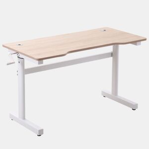 Vinsetto Secretária de Pé com Altura Ajustável a Manivela e Bancada de Carbono Secretária Elevatória para Escritório Estúdio Sala de Estar Carga Máxima 150kg 120x60x72-117cm Madeira e Branco