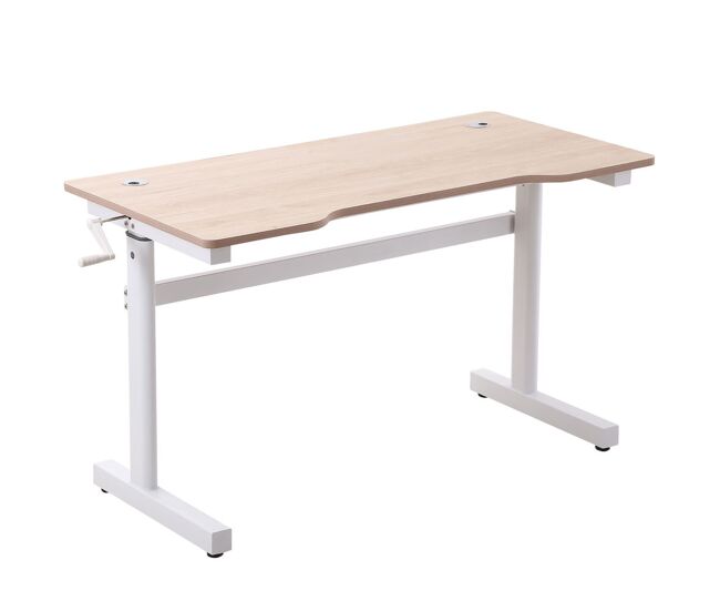 Vinsetto escritorio de pie 120x60x72-117 cm con altura ajustable manual con manivela mesa para ordenador para oficina estudio salón estilo racing carga 150 kg natural