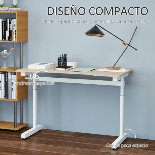 Vinsetto Secretária de Pé com Altura Ajustável a Manivela e Bancada de Carbono Secretária Elevatória para Escritório Estúdio Sala de Estar Carga Máxima 150kg 120x60x72-117cm Madeira e Branco Vinsetto Secretária de Pé com Altura Ajustável a Manivela e Bancada de Carbono Secretária Elevatória para Escritório Estúdio Sala de Estar Carga Máxima 150kg 120x60x72-117cm Madeira e Branco
