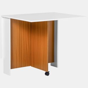 HOMCOM Mesa de Sala de Jantar Dobrável com Rodas Mesa Multifuncional para Sala de Jantar com 3 Formas 120x80x73cm Branco e Madeira