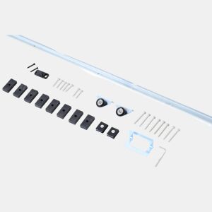HOMCOM Ferragem para Porta Corredeira 186cm Kit de Acessórios para Porta Corredeira de Madeira com Trilho de Metal e 2 Roldanas Prata
