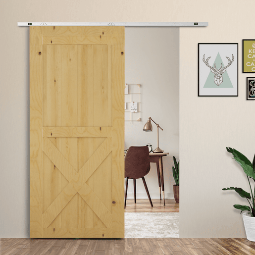 HOMCOM Ferragem para Porta Corredeira 186cm Kit de Acessórios para Porta Corredeira de Madeira com Trilho de Metal e 2 Roldanas Prata