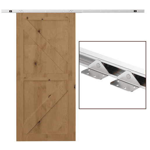 HOMCOM Ferragem para Porta Corredeira 186cm Kit de Acessórios para Porta Corredeira de Madeira com Trilho de Metal e 2 Roldanas Prata