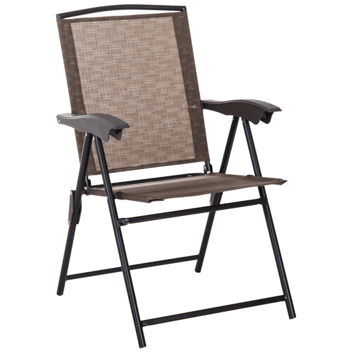 Outsunny Conjunto de Mesa e 2 Cadeiras Cadeira Dobrável Encosto Reclináveis a 4 Níveis Armação de Aço Marrom