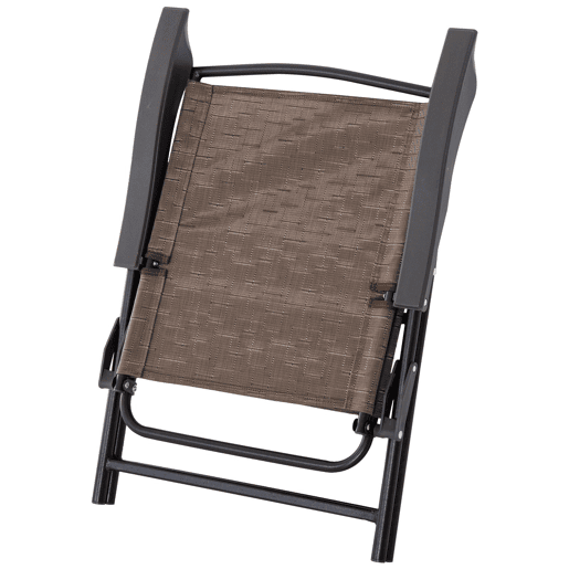 Outsunny Conjunto de Mesa e 2 Cadeiras Cadeira Dobrável Encosto Reclináveis a 4 Níveis Armação de Aço Marrom