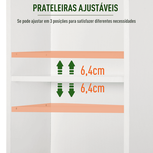 HOMCOM Coluna Casa de Banho com 1 Porta 3 Prateleiras Abertas e Prateleira Interior Ajustável Móvel Auxiliar de Armazenamento para Sala de Estar Dormitório 34x20x165cm Branco