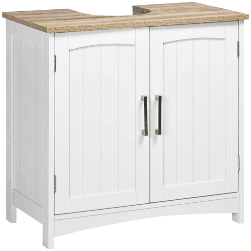 kleankin Móvel para Lavatório Pousar Armário para Casa de Banho de Madeira com 2 Portas e Prateleira Interior Ajustável Estilo Moderno Carga Máxima 40kg 60x30x60cm Branco kleankin Móvel para Lavatório Pousar Armário para Casa de Banho de Madeira com 2 Portas e Prateleira Interior Ajustável Estilo Moderno Carga Máxima 40kg 60x30x60cm Branco