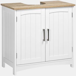 kleankin Móvel para Lavatório Pousar Armário para Casa de Banho de Madeira com 2 Portas e Prateleira Interior Ajustável Estilo Moderno Carga Máxima 40kg 60x30x60cm Branco