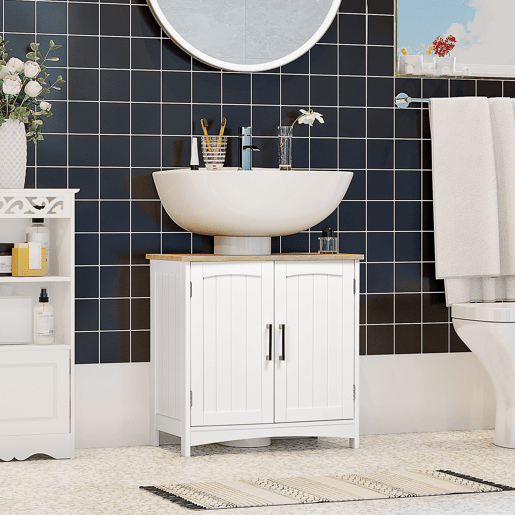 kleankin Móvel para Lavatório Pousar Armário para Casa de Banho de Madeira com 2 Portas e Prateleira Interior Ajustável Estilo Moderno Carga Máxima 40kg 60x30x60cm Branco kleankin Móvel para Lavatório Pousar Armário para Casa de Banho de Madeira com 2 Portas e Prateleira Interior Ajustável Estilo Moderno Carga Máxima 40kg 60x30x60cm Branco