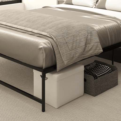 HOMCOM Estrutura de Cama Dupla de Metal para Colchão 135x190cm com Pés de 35cm Estrutura de Cama de Casal com Espaço em Baixo de Armazenamento 141,5x195x35cm Preto
