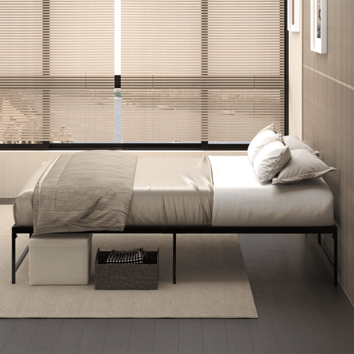 HOMCOM Estrutura de Cama Dupla de Metal para Colchão 135x190cm com Pés de 35cm Estrutura de Cama de Casal com Espaço em Baixo de Armazenamento 141,5x195x35cm Preto