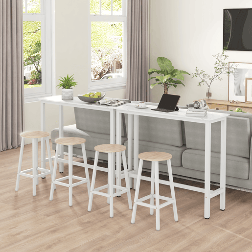 HOMCOM Mesa de Bar Mesa Alta com Bancada de Efeito Marmorizado e Pés de Metal Estilo Moderna para Cozinha Bistro Cafeteria 120x40x100cm Branco