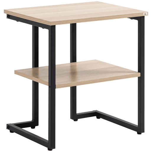 HOMCOM Mesa Auxiliar de 2 Níveis Mesa Auxiliar para Sala de Estar Dormitório Estúdio Escritório Estilo Moderno 45x35x48cm Madeira e Preto