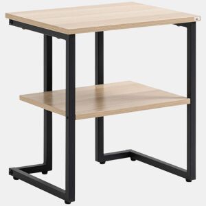 HOMCOM Mesa Auxiliar de 2 Níveis Mesa Auxiliar para Sala de Estar Dormitório Estúdio Escritório Estilo Moderno 45x35x48cm Madeira e Preto