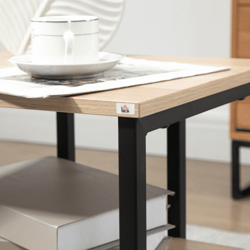 HOMCOM Mesa Auxiliar de 2 Níveis Mesa Auxiliar para Sala de Estar Dormitório Estúdio Escritório Estilo Moderno 45x35x48cm Madeira e Preto