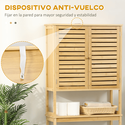 kleanklin Móvel de Bambú sobre Sanita Armário Alto para Casa de Banho com 2 Portas 1 Prateleira Interior e 1 Prateleira de Armazenamento 60x23x173cm Natural kleanklin Móvel de Bambú sobre Sanita Armário Alto para Casa de Banho com 2 Portas 1 Prateleira Interior e 1 Prateleira de Armazenamento 60x23x173cm Natural