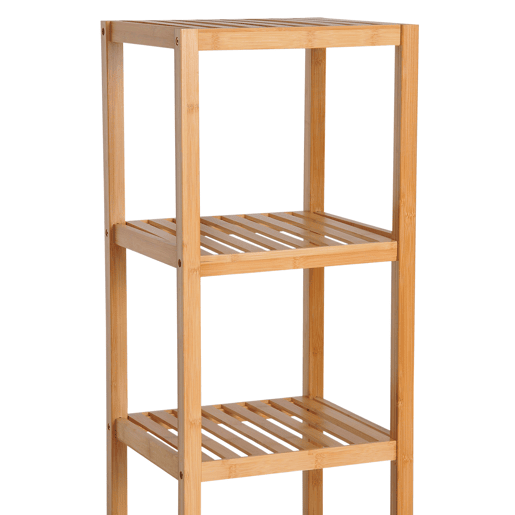 HOMCOM Estantes de bambu para o banheiro Armário alto Livraria Organizador 4 Níveis 1 Porta 36x33x140cm