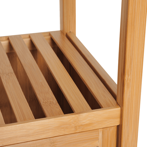 HOMCOM Estantes de bambu para o banheiro Armário alto Livraria Organizador 4 Níveis 1 Porta 36x33x140cm