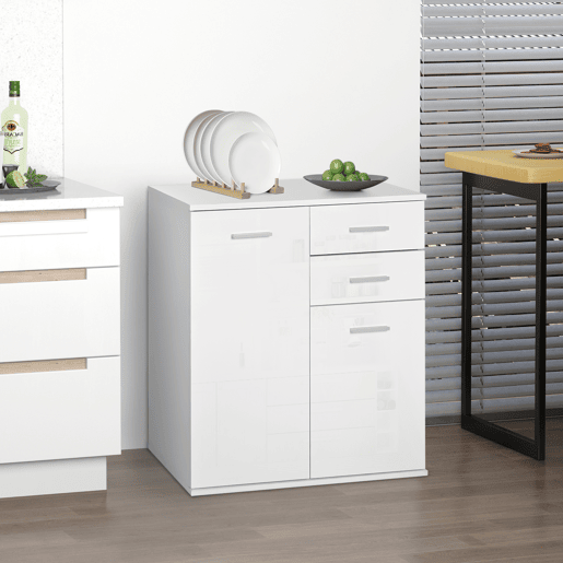 HOMCOM Armário Gabinete Consola Aparador Organizador de Armazenamento Multiuso para Sala de Estar com Portas e Gavetas 71x35x76cm