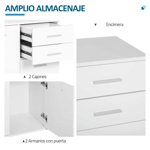 HOMCOM Armário Gabinete Consola Aparador Organizador de Armazenamento Multiuso para Sala de Estar com Portas e Gavetas 71x35x76cm
