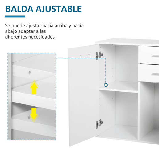 HOMCOM Armário Gabinete Consola Aparador Organizador de Armazenamento Multiuso para Sala de Estar com Portas e Gavetas 71x35x76cm