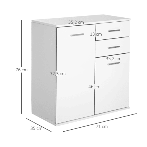 HOMCOM Armário Gabinete Consola Aparador Organizador de Armazenamento Multiuso para Sala de Estar com Portas e Gavetas 71x35x76cm