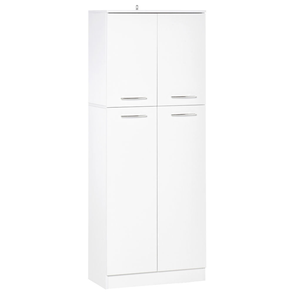 Homcom armario alto de 2 puertas mueble auxiliar de almacenaje multifuncional con 5 estantes y baldas ajustables moderno para salón dormitorio cocina 59x31x155 cm blanco