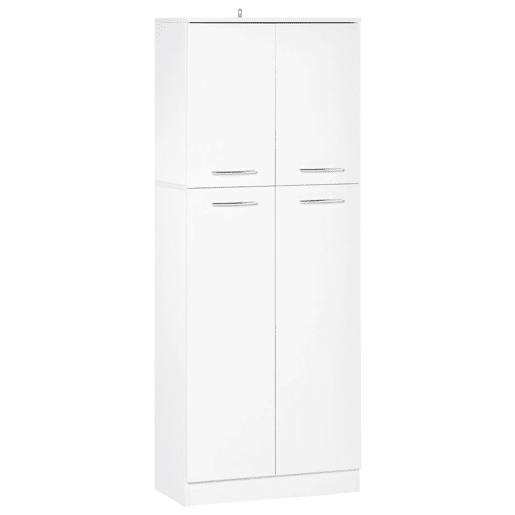 HOMCOM Armário Alto de 2 Portas Móvel Auxiliar de Armazenamento Multifuncional com 5 Prateleiras e Prateleiras Interiores Ajustáveis para Sala Dormitório Cozinha 59x31x155cm Branco