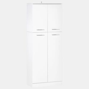 HOMCOM Armário Alto de 2 Portas Móvel Auxiliar de Armazenamento Multifuncional com 5 Prateleiras e Prateleiras Interiores Ajustáveis para Sala Dormitório Cozinha 59x31x155cm Branco