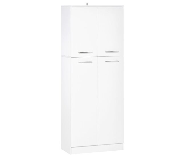 Homcom armario alto de 2 puertas mueble auxiliar de almacenaje multifuncional con 5 estantes y baldas ajustables moderno para salón dormitorio cocina