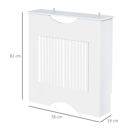 HOMCOM Cobertura Radiador 78x19x82cm Cobertura Radiador de MDF Moderno com Prateleira Carga 10kg e Dispositivo Anti Rolamento para Sala de Estar Dormitório Branco