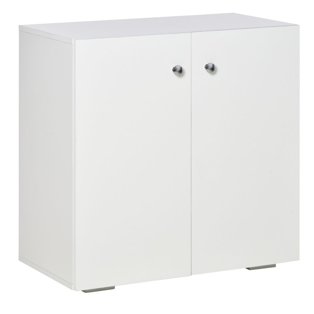Homcom aparador de salón con 2 puertas armario auxiliar con 2 estantes para libros ropa juguetes estilo moderno 70x39x70 cm blanco