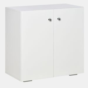 HOMCOM Aparador de Sala de Estar com 2 Portas Armário Auxiliar com 2 Prateleiras para de Livros Roupa Brinquedos Estilo Moderno 70x39x70cm Branco