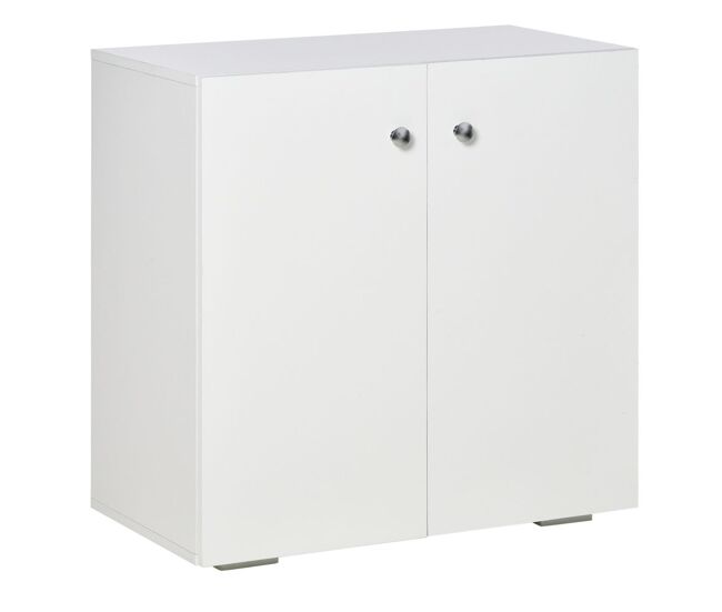 Homcom aparador de salón con 2 puertas armario auxiliar con 2 estantes para libros ropa juguetes estilo moderno 70x39x70 cm blanco
