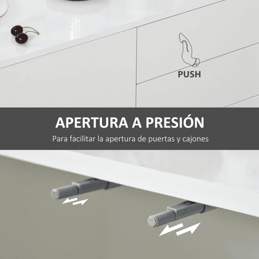 HOMCOM Aparador de Sala de Estar com 3 Portas 2 Gavetas e Prateleira Interior Ajustável Móvel Auxiliar de Armazenamento para Cozinha Dormitório Anti-Rolamento 117x36x74cm Branco
