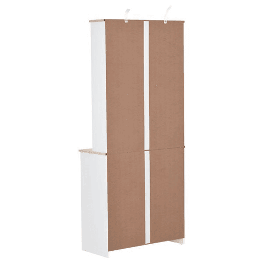 HOMCOM Armário de Cozinha com Prateleiras e Portas de Vidro Armário Alto de Cozinha para Pequenos Eletrodomésticos e Louças 80x37x183 cm Branco