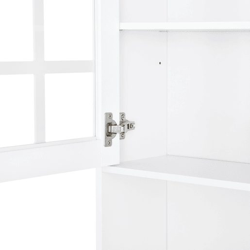 HOMCOM Armário de Cozinha com Prateleiras e Portas de Vidro Armário Alto de Cozinha para Pequenos Eletrodomésticos e Louças 80x37x183 cm Branco