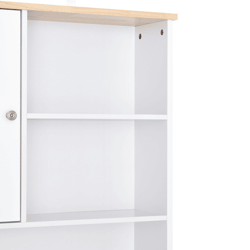 HOMCOM Armário de Cozinha com Prateleiras e Portas de Vidro Armário Alto de Cozinha para Pequenos Eletrodomésticos e Louças 80x37x183 cm Branco