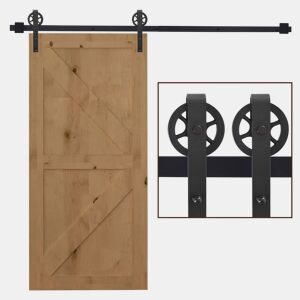 HOMCOM Kit de acessórios para porta de celeiro deslizante Porta de montagem Trilhos de aço carbono de conjunto de peças de metal