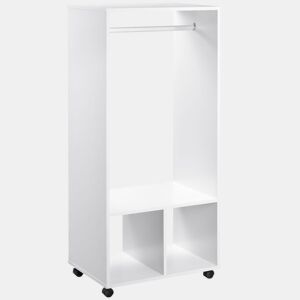 HOMCOM Roupeiro de Madeira Móvel Armário Roupeiro Aberto com Barra para Pendurar e Prateleiras Organizadoras para Dormitório 60x40x128cm Branco