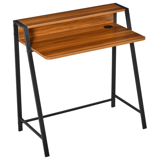 HOMCOM Secretária Mesa de Computador 84x45x85cm com Bancada de Madeira e Pés de Metal Estilo Moderno para Escritório Estúdio Dormitório Carga Máxima 20kg Nogueira e Preto HOMCOM Secretária Mesa de Computador 84x45x85cm com Bancada de Madeira e Pés de Metal Estilo Moderno para Escritório Estúdio Dormitório Carga Máxima 20kg Nogueira e Preto