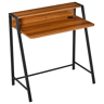 HOMCOM Secretária Mesa de Computador 84x45x85cm com Bancada de Madeira e Pés de Metal Estilo Moderno para Escritório Estúdio Dormitório Carga Máxima 20kg Nogueira e Preto